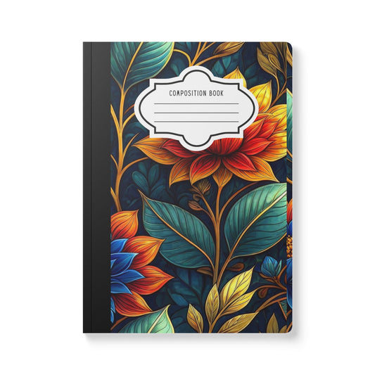 ColorFlow | Midnight Garden Floral Composition Notebook | Bold Botanical Art Journal for School Work and Writing