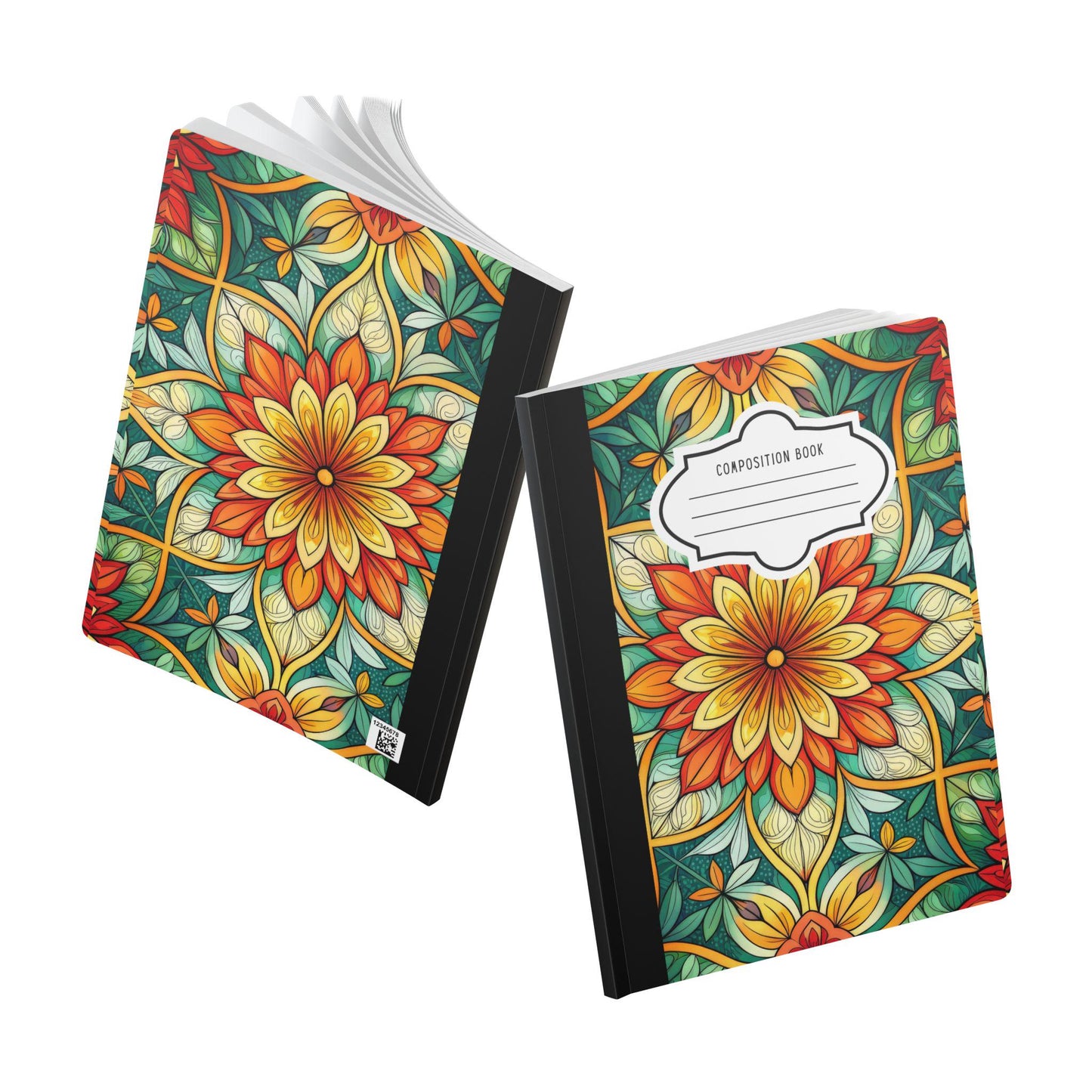 ColorFlow | Sunlit Mandala Bloom Composition Notebook | Vibrant Floral Pattern Journal for School Work and Creativity