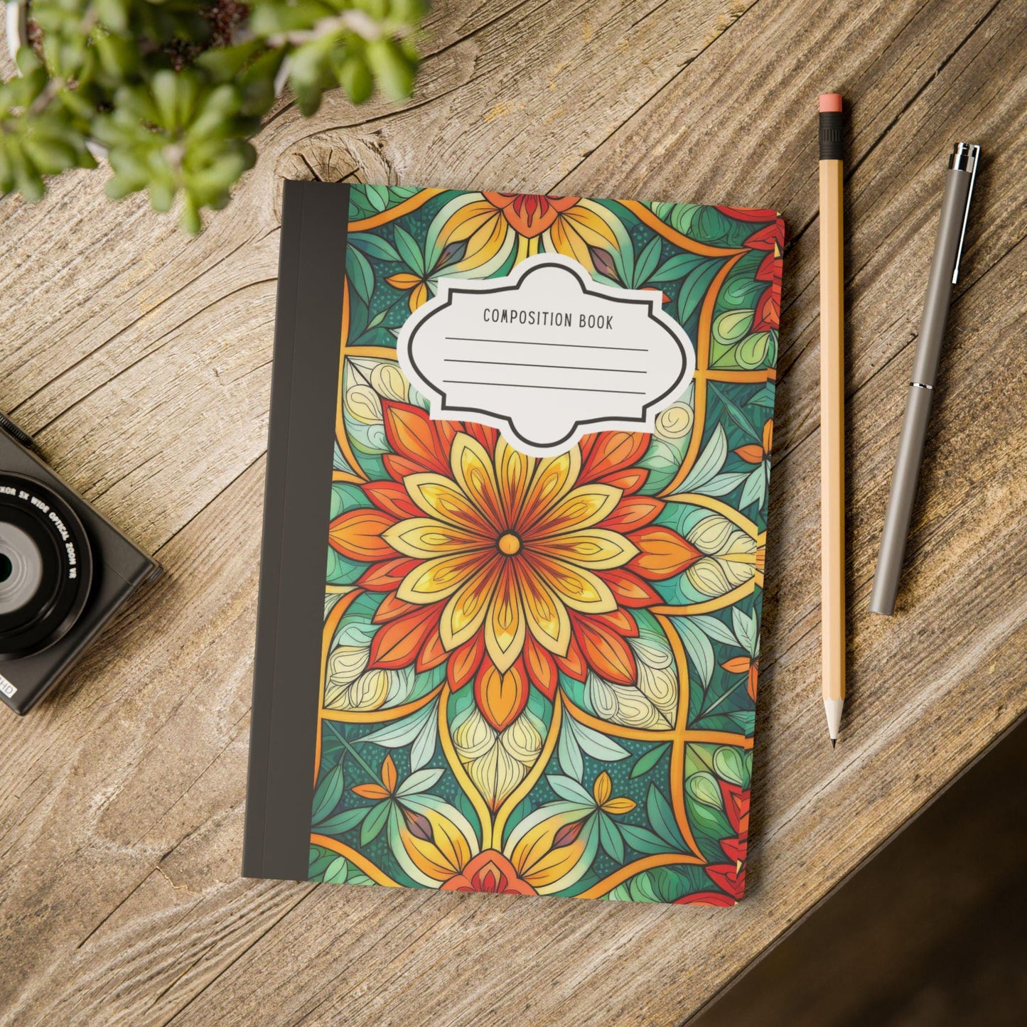 ColorFlow | Sunlit Mandala Bloom Composition Notebook | Vibrant Floral Pattern Journal for School Work and Creativity