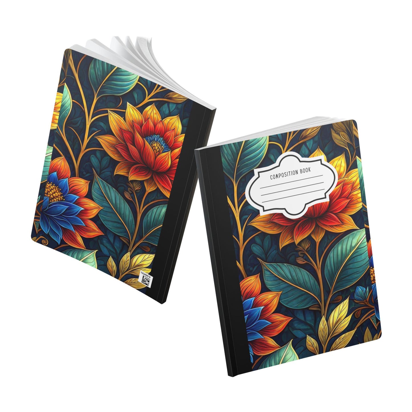 ColorFlow | Midnight Garden Floral Composition Notebook | Bold Botanical Art Journal for School Work and Writing
