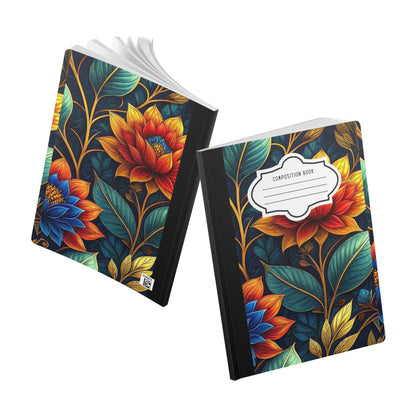 ColorFlow | Midnight Garden Floral Composition Notebook | Bold Botanical Art Journal for School Work and Writing
