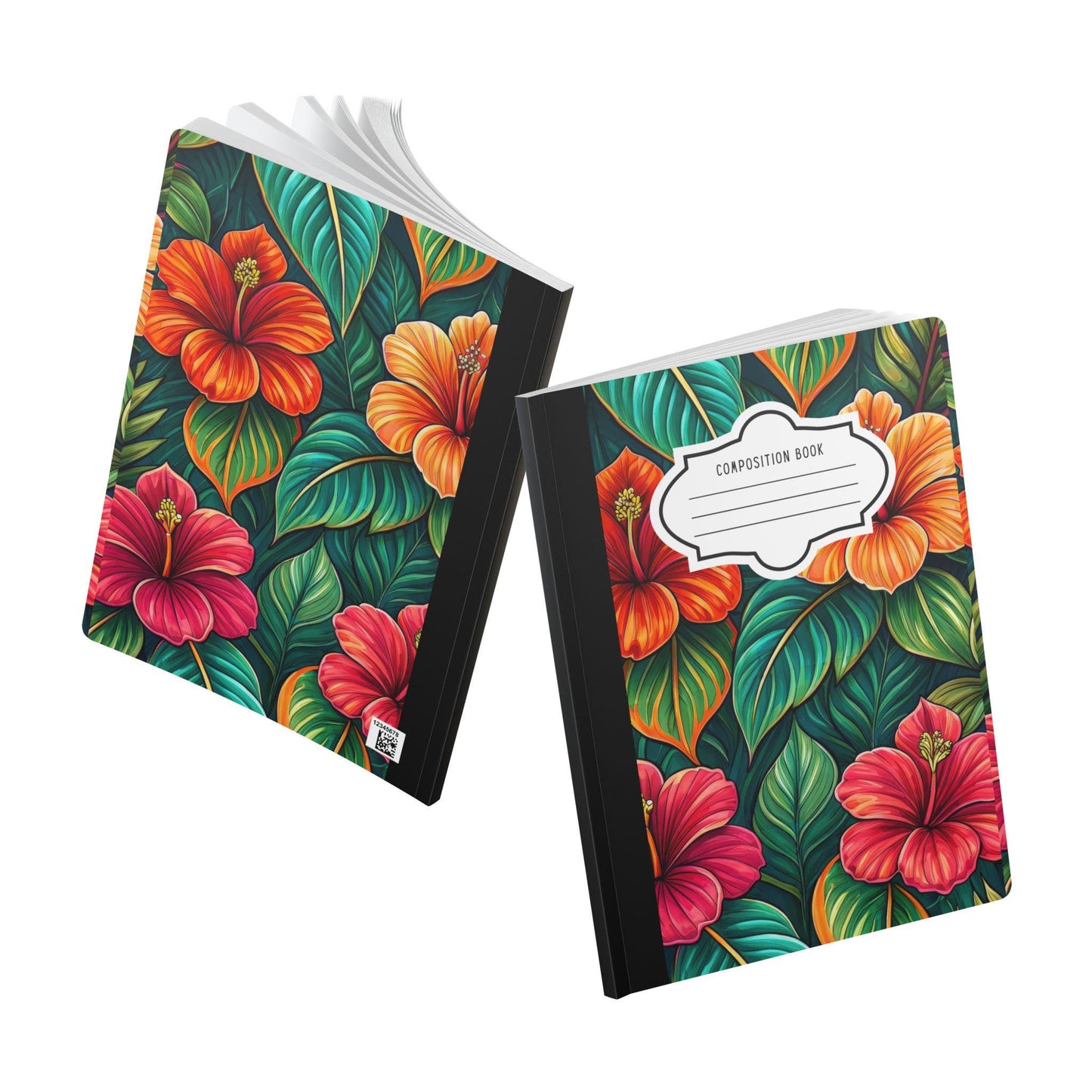ColorFlow | Tropical Hibiscus Bloom Composition Notebook | Vibrant Island Floral Journal for School Work and Writing