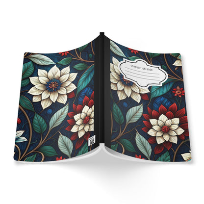 ColorFlow | Midnight Elegance Floral Composition Notebook | Chic Botanical Art Journal for School Work and Writing