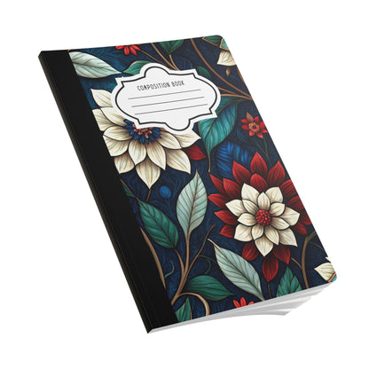 ColorFlow | Midnight Elegance Floral Composition Notebook | Chic Botanical Art Journal for School Work and Writing