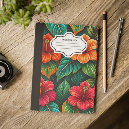 ColorFlow | Tropical Hibiscus Bloom Composition Notebook | Vibrant Island Floral Journal for School Work and Writing