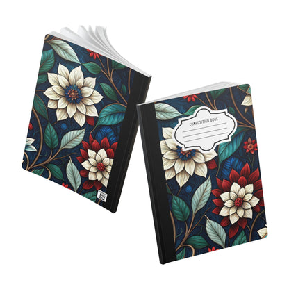 ColorFlow | Midnight Elegance Floral Composition Notebook | Chic Botanical Art Journal for School Work and Writing