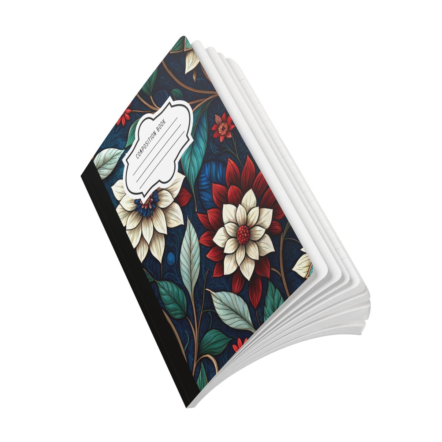 ColorFlow | Midnight Elegance Floral Composition Notebook | Chic Botanical Art Journal for School Work and Writing