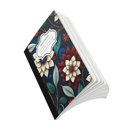 ColorFlow | Midnight Elegance Floral Composition Notebook | Chic Botanical Art Journal for School Work and Writing