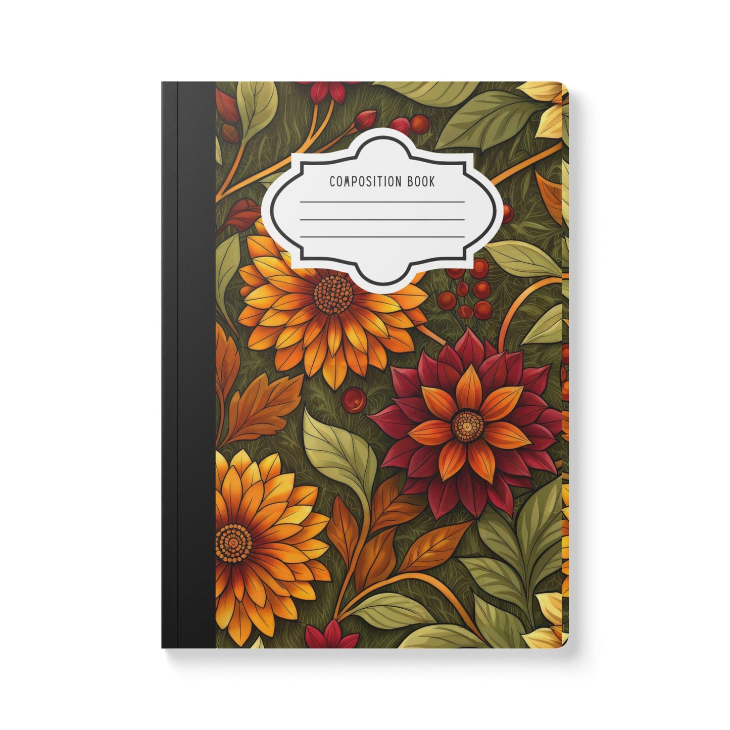 ColorFlow | Autumn Meadow Garden Composition Notebook | Warm Fall Floral Pattern Journal for School Work and Notes