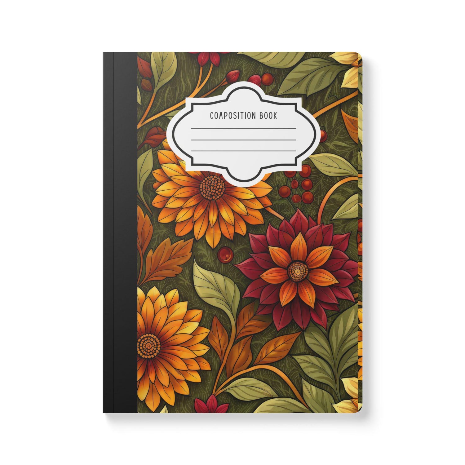 ColorFlow | Autumn Meadow Garden Composition Notebook | Warm Fall Floral Pattern Journal for School Work and Notes