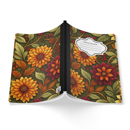ColorFlow | Autumn Meadow Garden Composition Notebook | Warm Fall Floral Pattern Journal for School Work and Notes