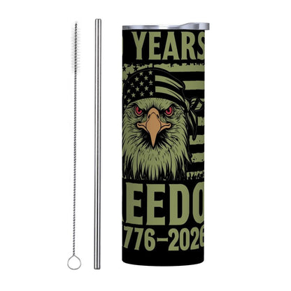 ColorFlow | 250 Years of Freedom Patriotic Eagle 1776 2026 20oz Skinny Stainless Steel Tumbler with Straw
