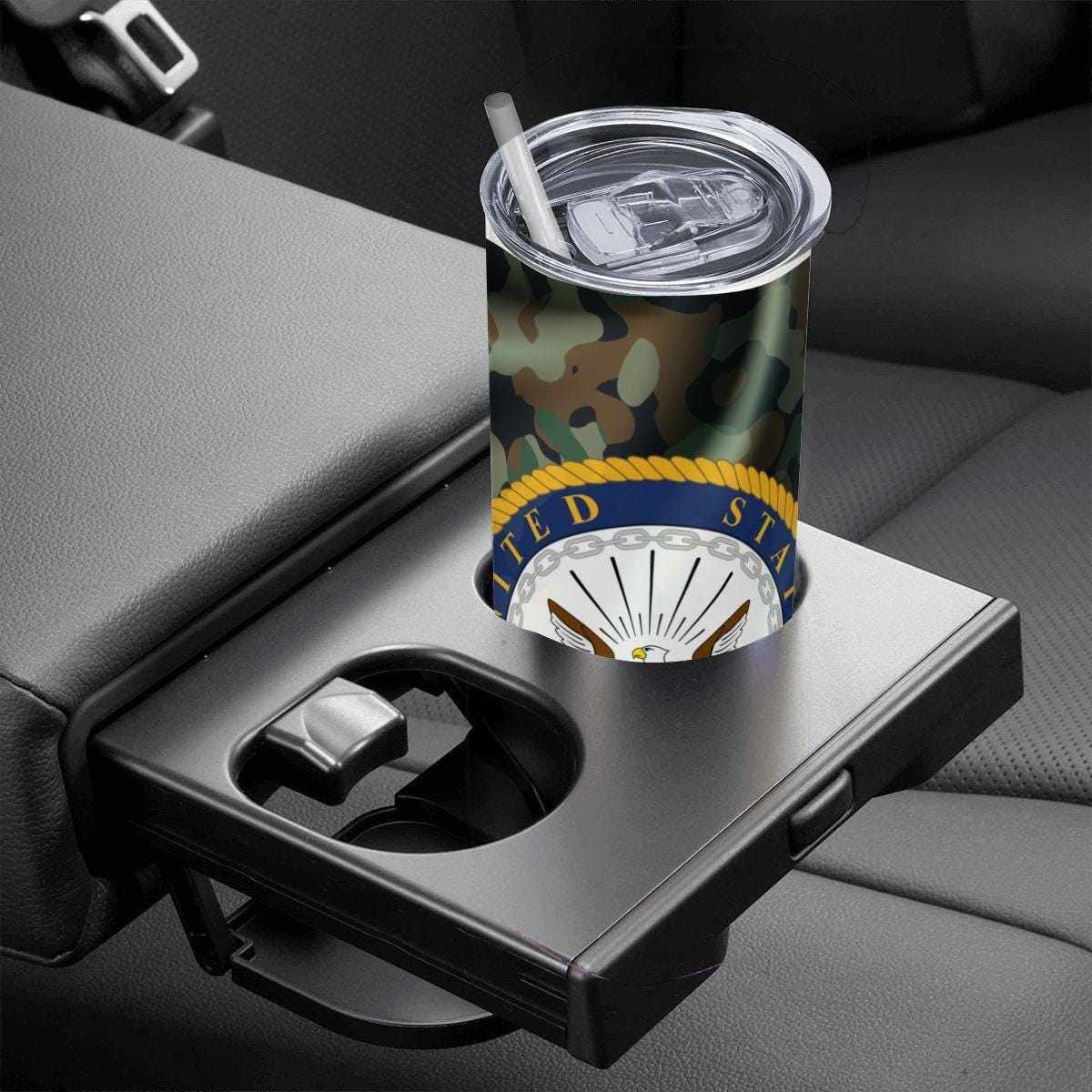 ColorFlow | Navy Inspired 20oz Straight Stainless Steel Tumbler Camouflage Patriotic Insulated Travel Cup