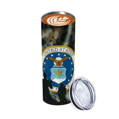 ColorFlow | Air Force Inspired 20oz Straight Stainless Steel Tumbler Patriotic Camouflage Insulated Travel Cup