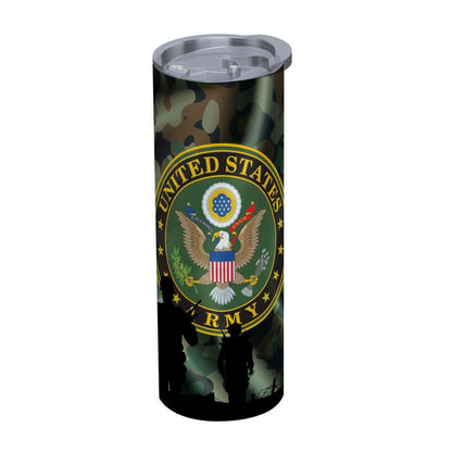 ColorFlow | Army Inspired 20oz Straight Stainless Steel Tumbler Military Camouflage Patriotic Insulated Cup