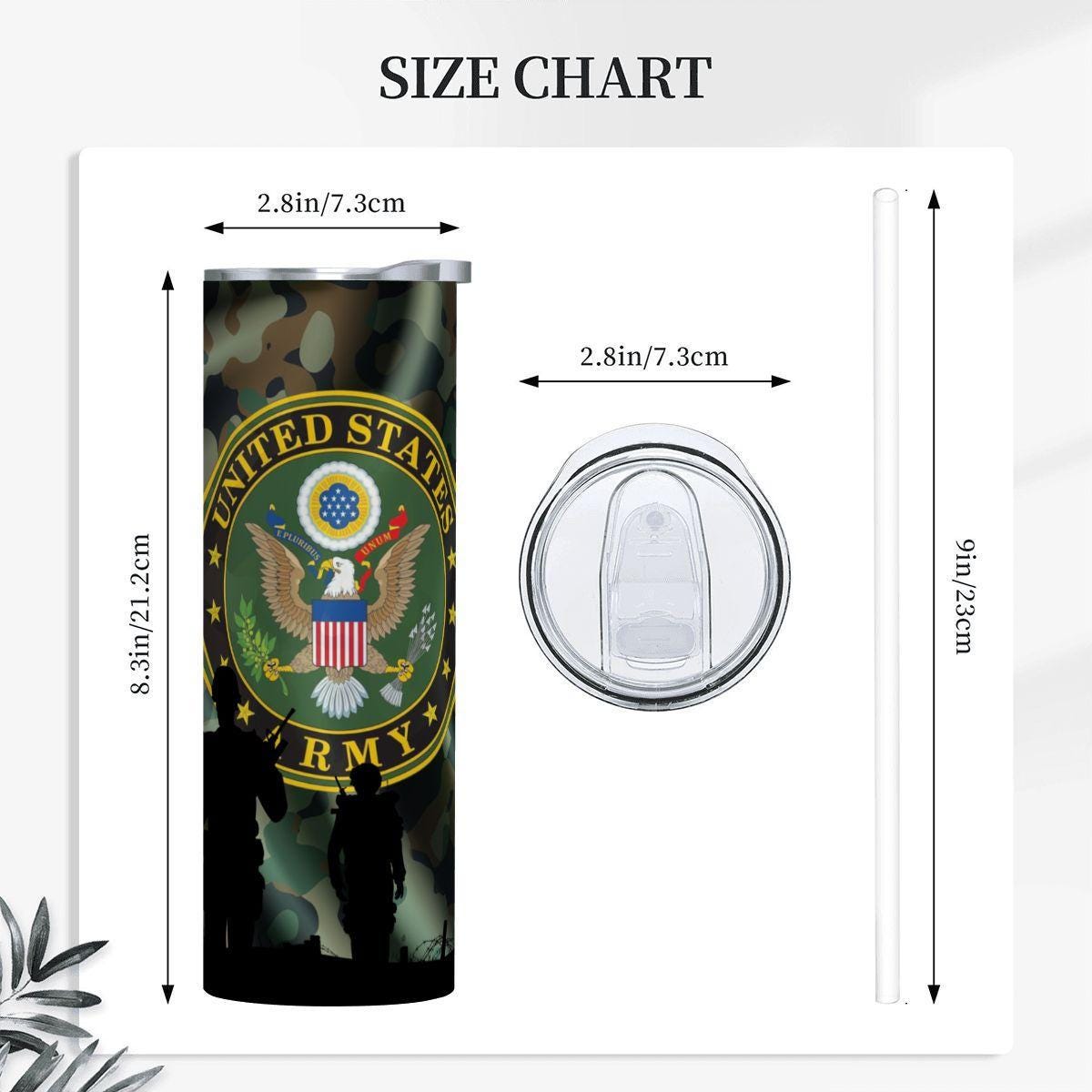 ColorFlow | Army Inspired 20oz Straight Stainless Steel Tumbler Military Camouflage Patriotic Insulated Cup