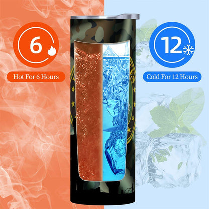 ColorFlow | Army Inspired 20oz Straight Stainless Steel Tumbler Military Camouflage Patriotic Insulated Cup