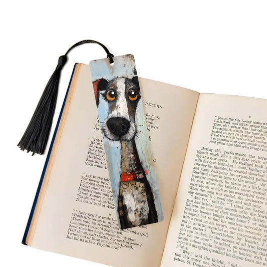 ColorFlow | Whimsical Big Eyed Dog Art Metal Bookmark for Readers and Dog Lovers | Optional Personalization