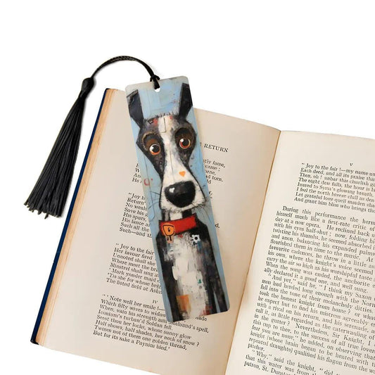 ColorFlow | Cute Dog with Heart Nose Metal Bookmark Whimsical Pet Lover Gift for Readers | Optional Personalization
