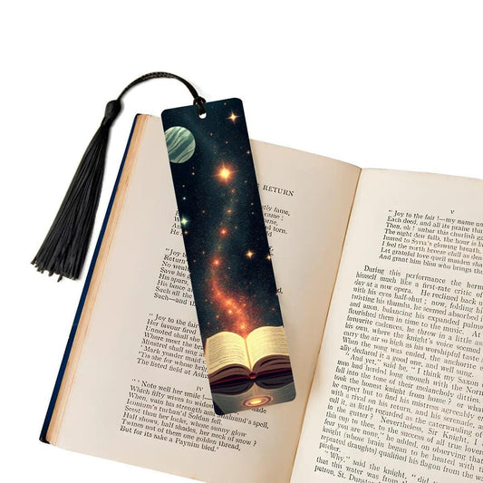 ColorFlow | Cosmic Galaxy Book Metal Bookmark Celestial Space Art Reading Lover Gift | Optional Personalization