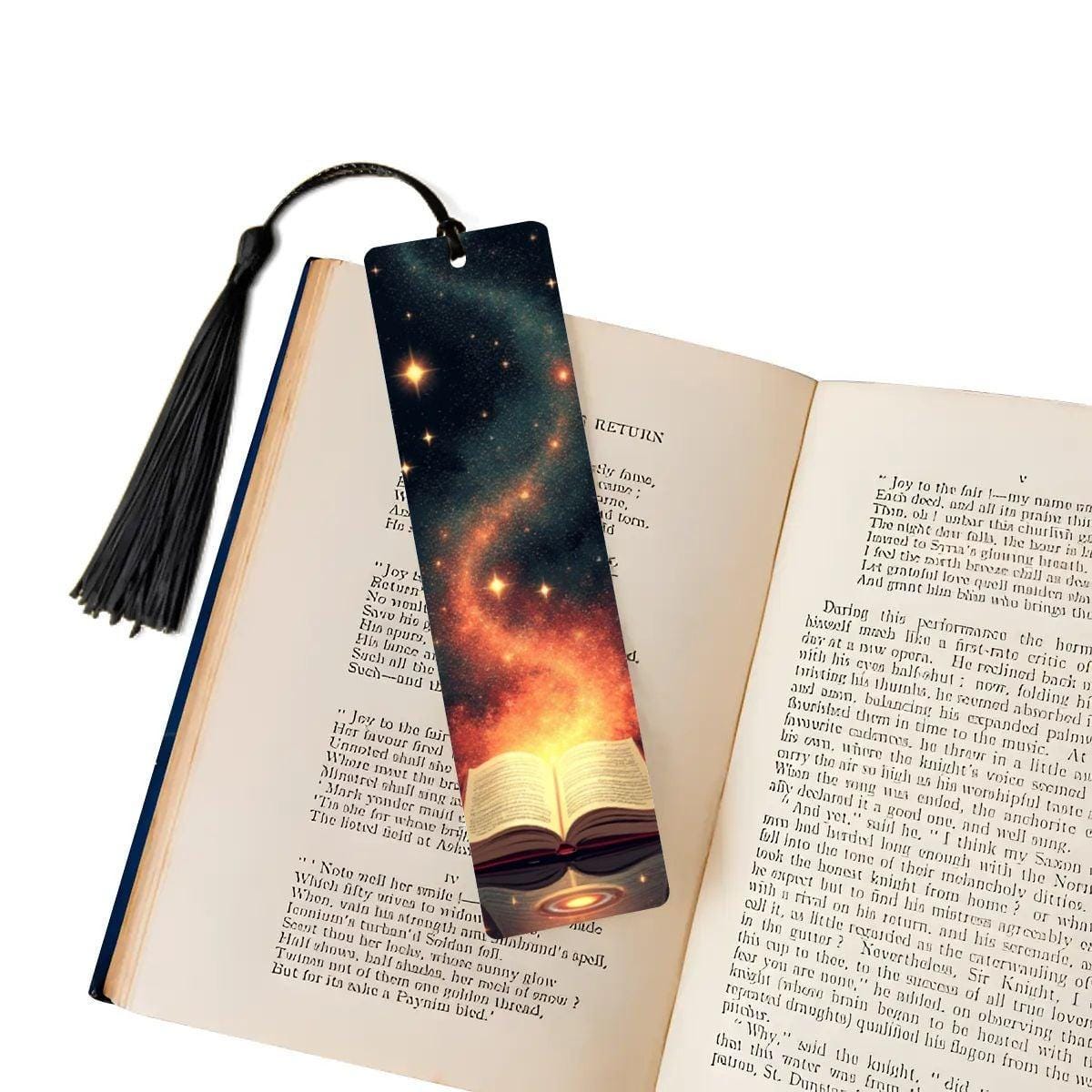 ColorFlow | Enchanted Galaxy Book Metal Bookmark Cosmic Starry Night Fantasy Reading Gift | Optional Personalization
