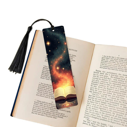 ColorFlow | Enchanted Galaxy Book Metal Bookmark Cosmic Starry Night Fantasy Reading Gift | Optional Personalization