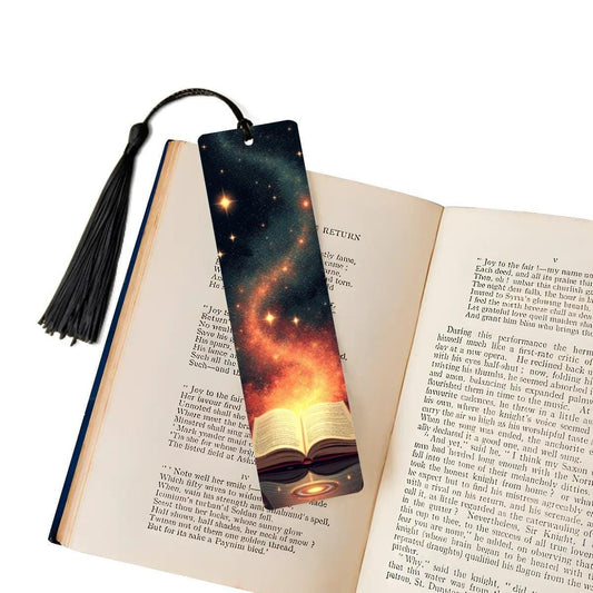 ColorFlow | Enchanted Galaxy Book Metal Bookmark Cosmic Starry Night Fantasy Reading Gift | Optional Personalization