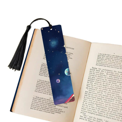ColorFlow | Galaxy Planets Night Sky Book Metal Bookmark Cosmic Stars Fantasy Reading Gift | Optional Personalization