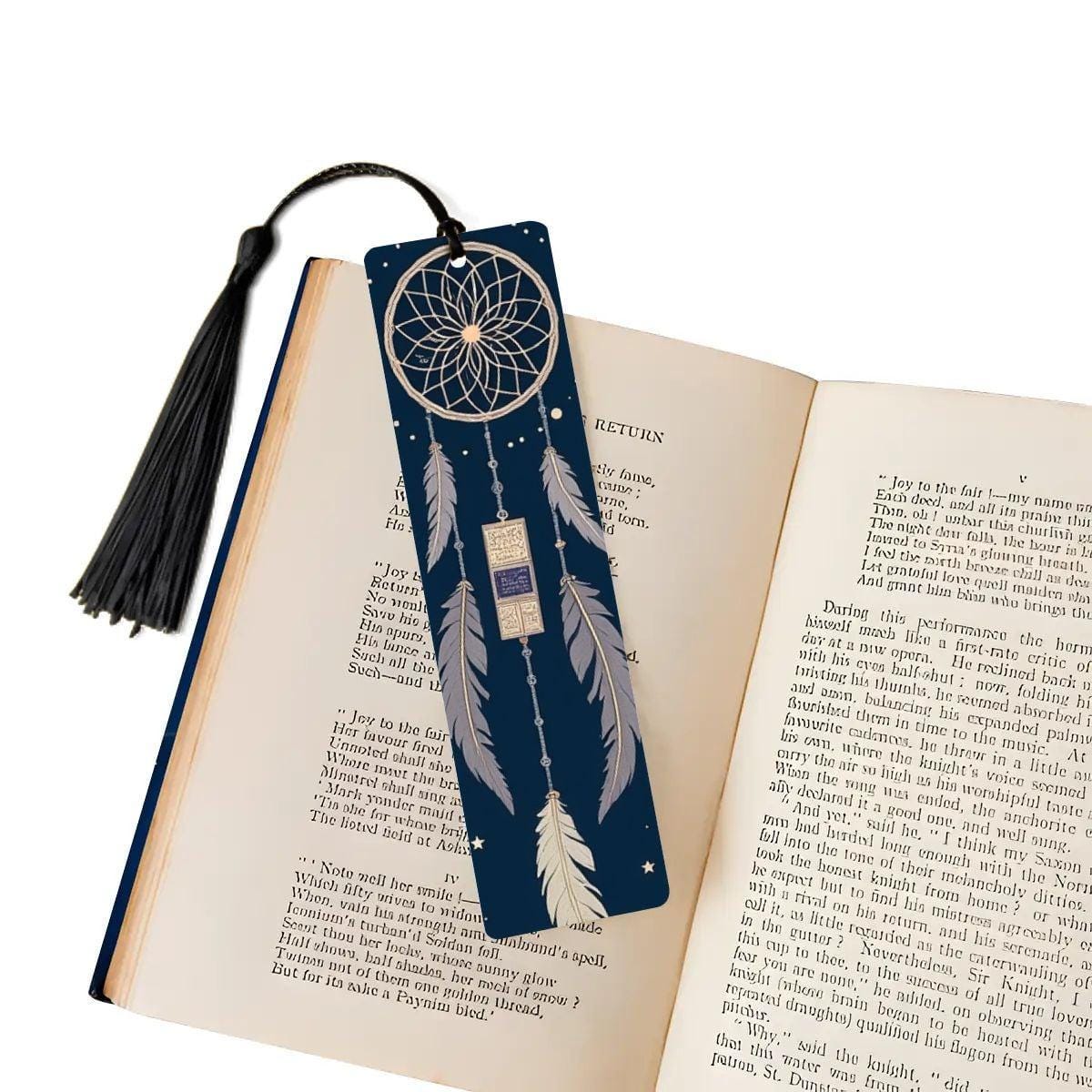 ColorFlow | Celestial Dreamcatcher Feather Metal Bookmark Boho Mystic Reading Accessory Gift | Optional Personalization