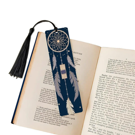 ColorFlow | Celestial Dreamcatcher Feather Metal Bookmark Boho Mystic Reading Accessory Gift | Optional Personalization