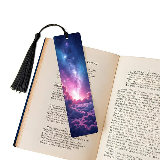 ColorFlow | Milky Way Galaxy Metal Bookmark Purple Celestial Night Sky Vaporwave Reading Gift | Optional Personalization