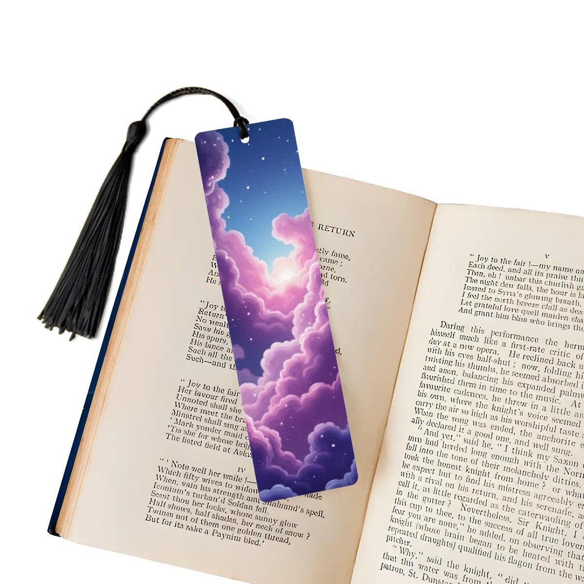 ColorFlow | Cosmic Nebula Heart Metal Bookmark Pink Blue Galaxy Swirl Fantasy Book Gift | Optional Personalization