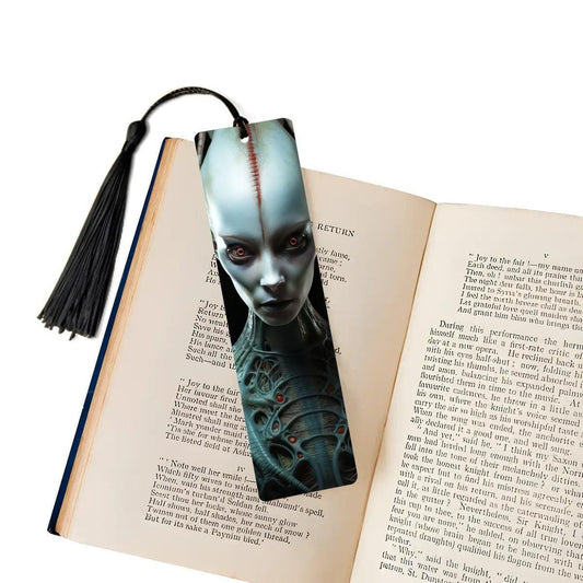 ColorFlow | Biomech Alien Metal Bookmark Sci Fi Extraterrestrial Red Eye Futuristic Dark Fantasy Art | Optional Personalization