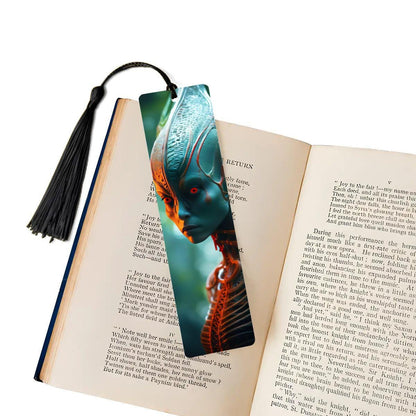 ColorFlow | Biomech Forest Alien Metal Bookmark Sci Fi Extraterrestrial Red Eye Futuristic Cosmic Art Design | Optional Personalization