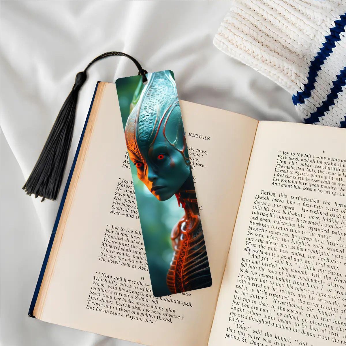 ColorFlow | Biomech Forest Alien Metal Bookmark Sci Fi Extraterrestrial Red Eye Futuristic Cosmic Art Design | Optional Personalization
