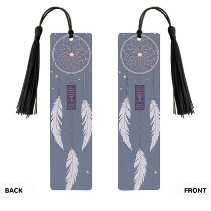 ColorFlow | Boho Dreamcatcher Feather Metal Bookmark Celestial White Feather Spiritual Book Gift | Optional Personalization