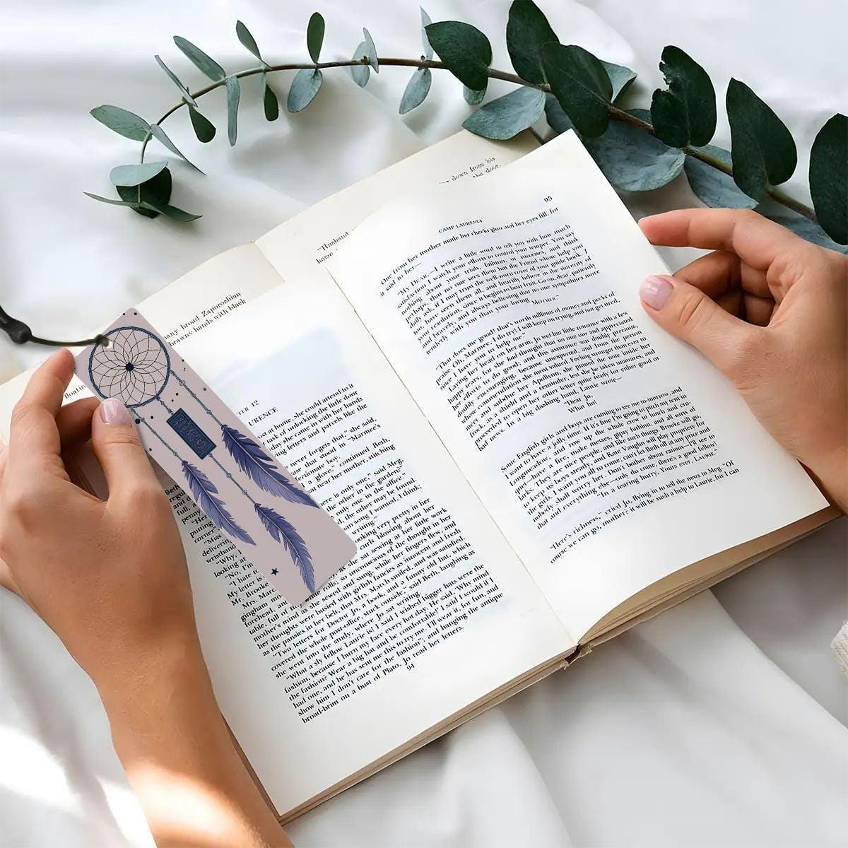 ColorFlow | Boho Dreamcatcher Feathers Metal Bookmark Spiritual Bohemian Reading Gift | Optional Personalization