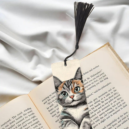ColorFlow | Calico Cat Metal Bookmark Whimsical Feline Art Cozy Polka Dot Illustration Double Sided Design | Optional Patronizable