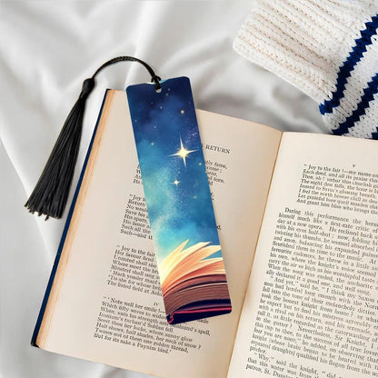 ColorFlow | Celestial Moon and Stars Book Metal Bookmark Magical Night Sky Reading Gift | Optional Personalization