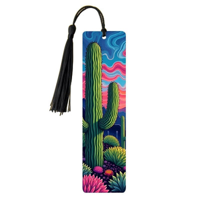 ColorFlow | Colorful Desert Cactus Art Metal Bookmark Vibrant Southwest Landscape Reading Gift | Optional Personalization