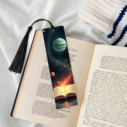 ColorFlow | Celestial Planets Galaxy Book Metal Bookmark Cosmic Space Fantasy Reading Gift | Optional Personalization