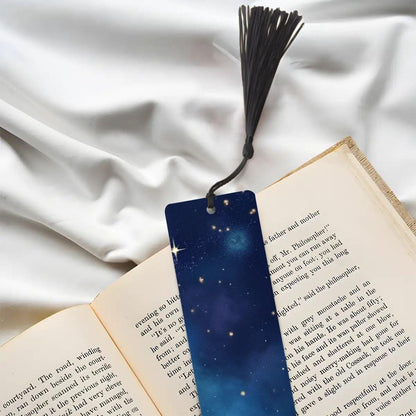 ColorFlow | Celestial Night Sky Book Metal Bookmark Cosmic Stars Space Reading Lover Gift | Optional Personalization