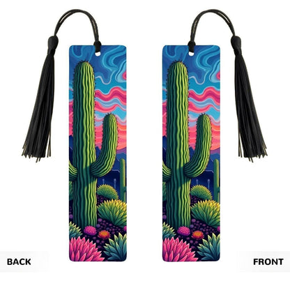 ColorFlow | Colorful Desert Cactus Art Metal Bookmark Vibrant Southwest Landscape Reading Gift | Optional Personalization