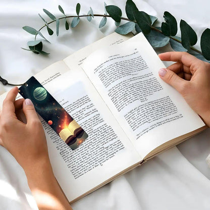ColorFlow | Celestial Planets Galaxy Book Metal Bookmark Cosmic Space Fantasy Reading Gift | Optional Personalization
