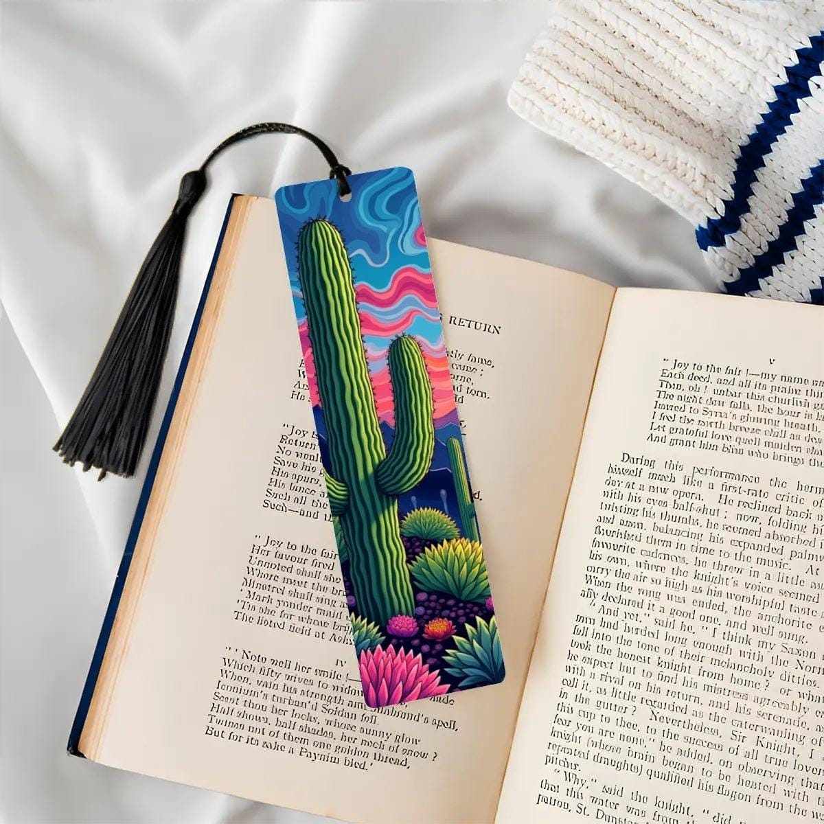 ColorFlow | Colorful Desert Cactus Art Metal Bookmark Vibrant Southwest Landscape Reading Gift | Optional Personalization