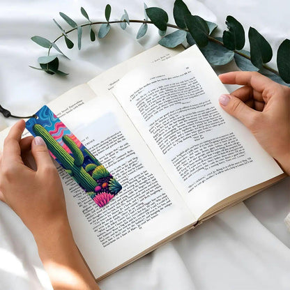 ColorFlow | Colorful Desert Cactus Art Metal Bookmark Vibrant Southwest Landscape Reading Gift | Optional Personalization