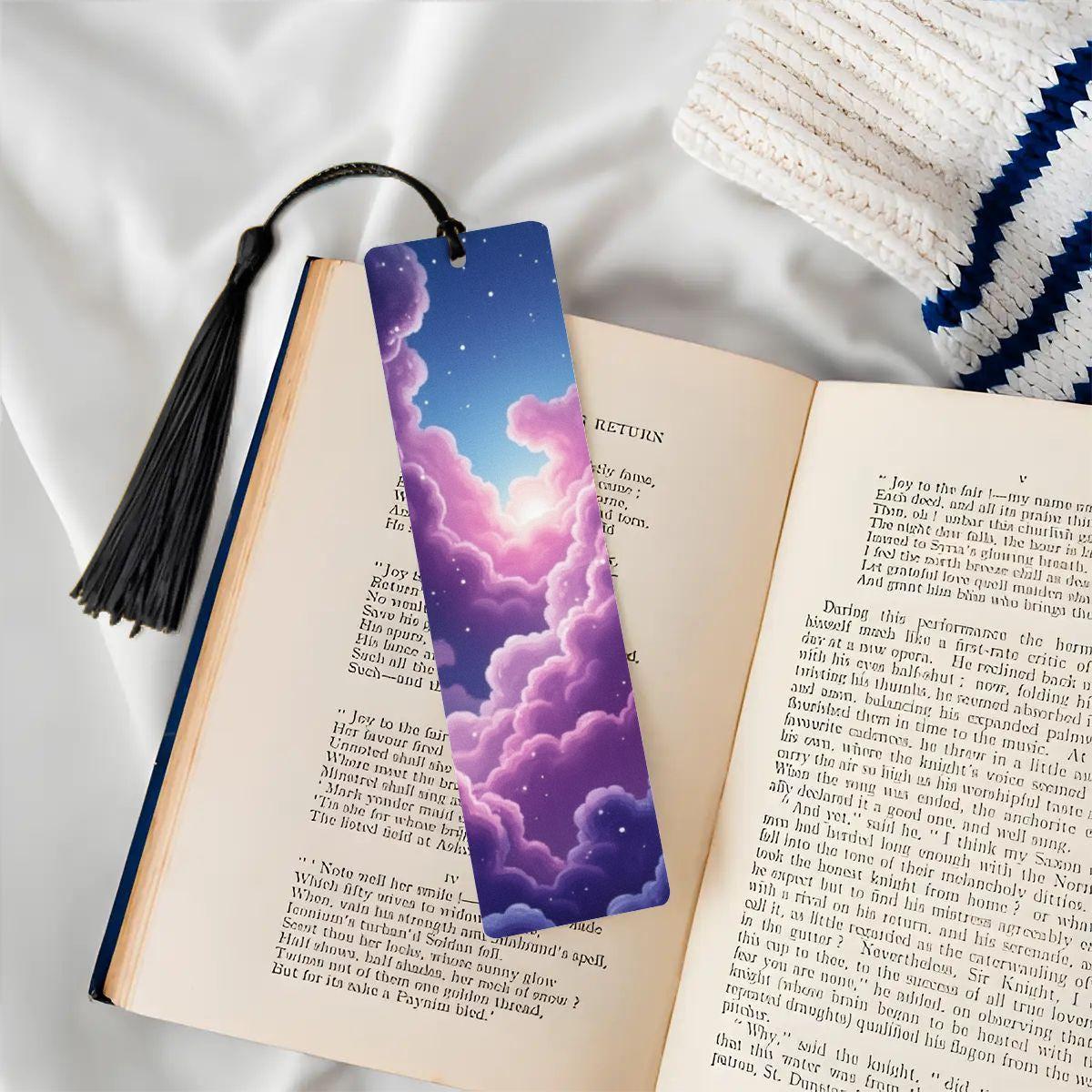 ColorFlow | Cosmic Nebula Heart Metal Bookmark Pink Blue Galaxy Swirl Fantasy Book Gift | Optional Personalization