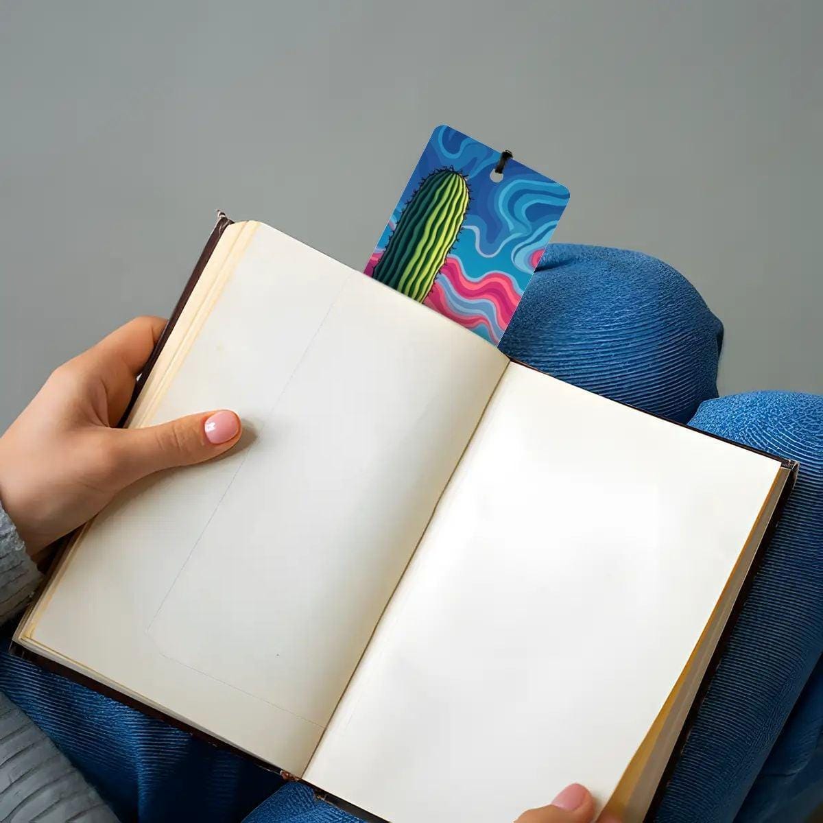 ColorFlow | Colorful Desert Cactus Art Metal Bookmark Vibrant Southwest Landscape Reading Gift | Optional Personalization