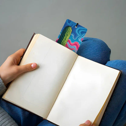 ColorFlow | Colorful Desert Cactus Art Metal Bookmark Vibrant Southwest Landscape Reading Gift | Optional Personalization