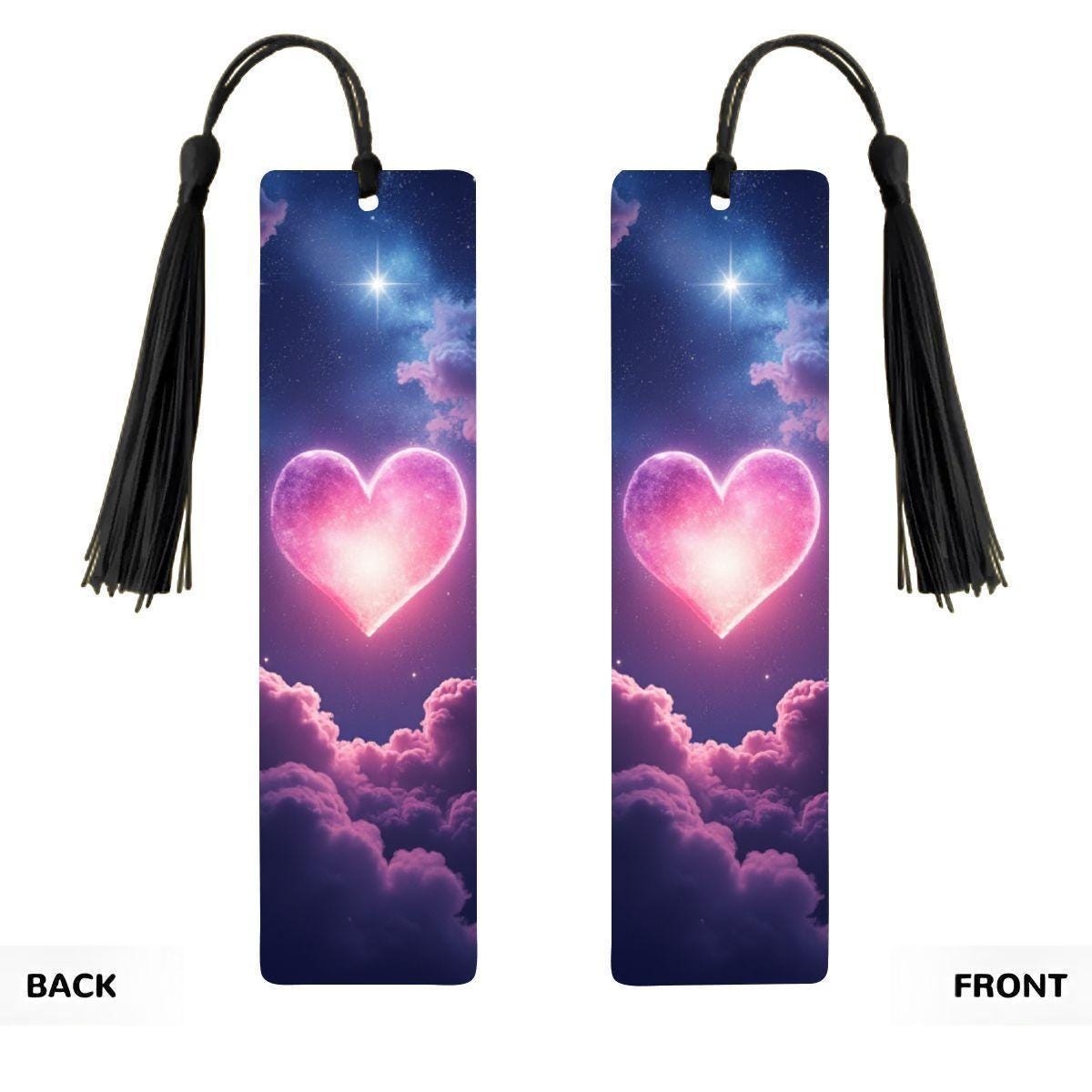 ColorFlow | Cosmic Pink Heart Metal Bookmark Celestial Galaxy Love Aesthetic Gift for Readers | Optional Personalization